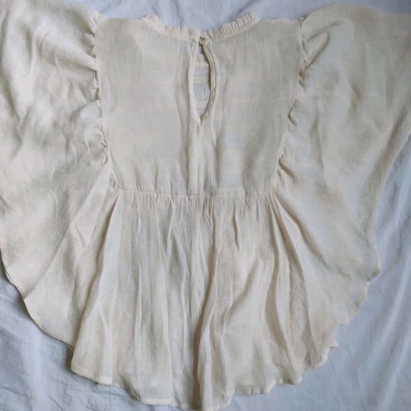June & Hudson Ivory Blouse Boho Fairy Peasant Flutter Sleeve Women's Size S - Picture 10 of 10
